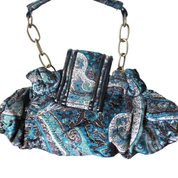 Aldo Mini Purse Gorgeous Print Colors,Sparkly & brass hardware / Leather Details - Picture 4 of 17